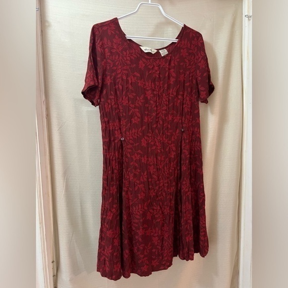 ⚫️ BOGO Eddie Bauer women’s midi adjustable button floral dress size large - Picture 1 of 7